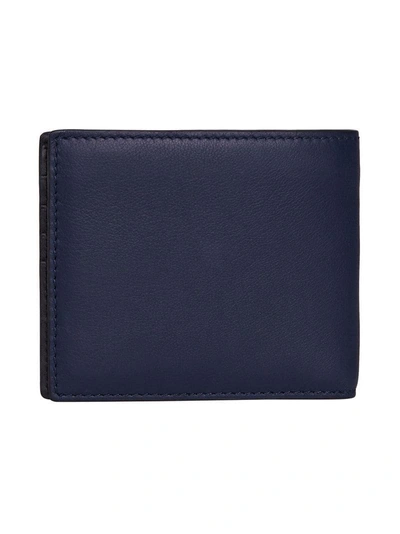 Burberry Embossed Crest Leather International Bifold Wallet In Blue