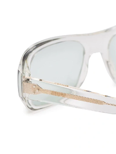 Shop Celine Transparent Rectangular Sunglasses In Nude & Neutrals