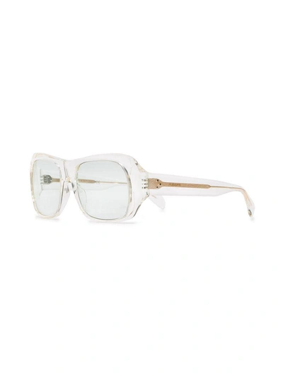 Shop Celine Transparent Rectangular Sunglasses In Nude & Neutrals
