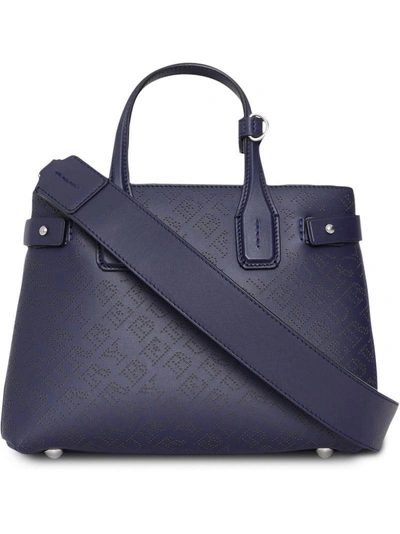 Shop Burberry Banner Perforated Tote - Blue