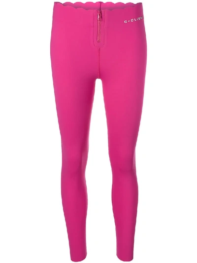 Shop Pinko Scalloped Zip Leggings In Pink