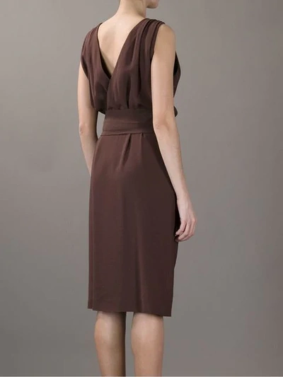 Pre-owned Saint Laurent Scarf Tie Dress In Brown