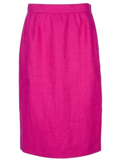 Pre-owned Saint Laurent Pencil Skirt In Fuxia