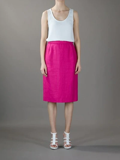 Pre-owned Saint Laurent Pencil Skirt In Fuxia