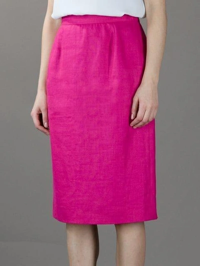 Pre-owned Saint Laurent Pencil Skirt In Fuxia