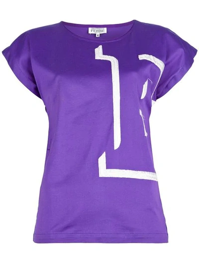 Pre-owned Gianfranco Ferre Vintage 'e' Embroidered T-shirt In Purple