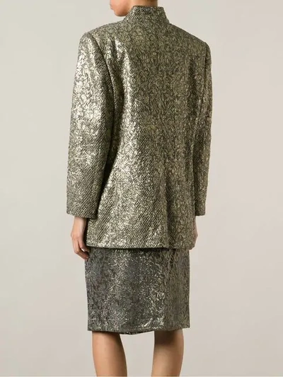 Pre-owned Gianfranco Ferre Vintage Jacquard Jacket And Skirt Suit In Metallic