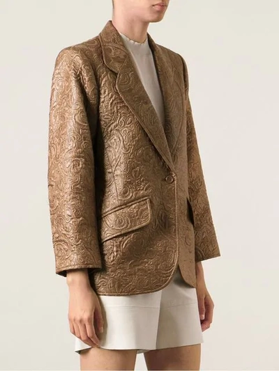 Pre-owned Saint Laurent Yves  Vintage 提花西装夹克 - 棕色 In Brown