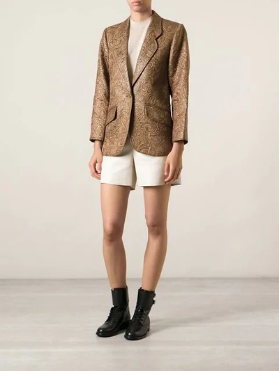 Pre-owned Saint Laurent Brocade Blazer In Brown