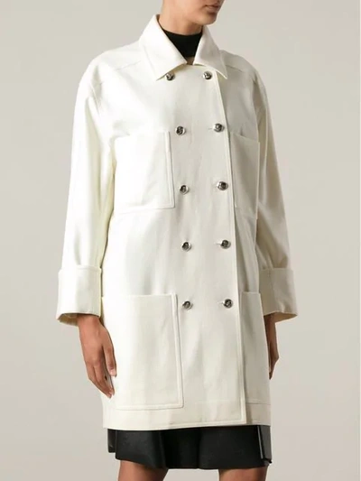 Pre-owned Jean Louis Scherrer Vintage Double Breasted Coat In Off-white
