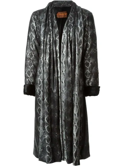 Pre-owned Saint Laurent Snakeskin Print Coat In Black