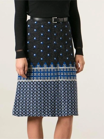 Pre-owned Lanvin Vintage Jacquard Knitted Skirt In Black