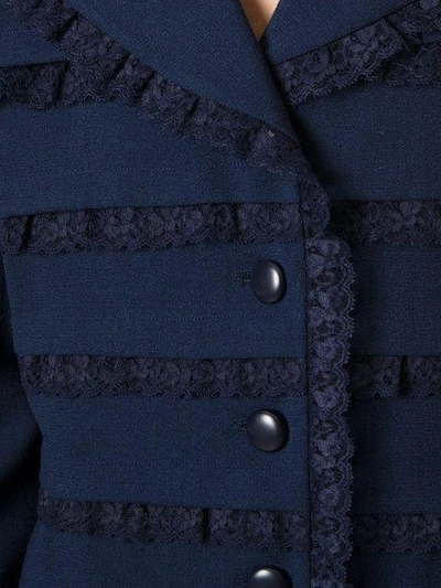 Pre-owned Jean Louis Scherrer Vintage Lace Panel Jacket In Blue