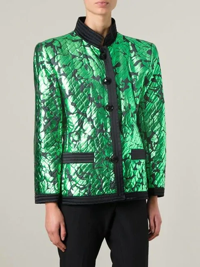 Pre-owned Saint Laurent Fitted Jacquard Jacket In Green