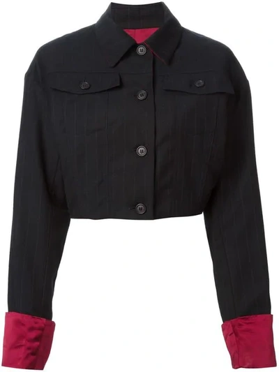 Pre-owned Dolce & Gabbana Pinstriped Cropped Jacket In Black