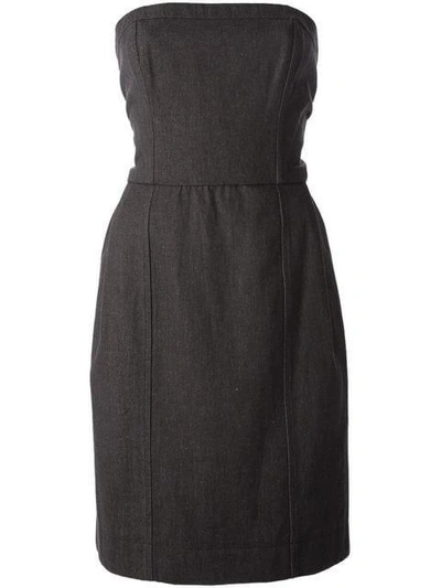 Pre-owned Saint Laurent Strapless Dress In Grey