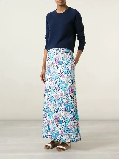 Pre-owned Celine  Floral Print Skirt In Blue