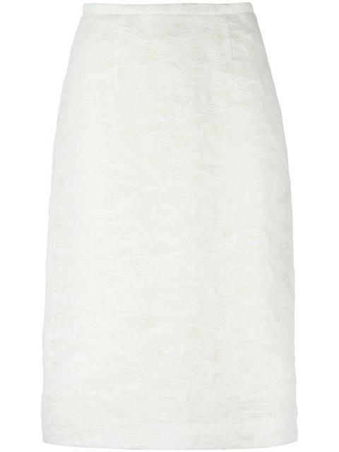 white jean pencil skirt