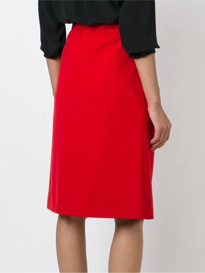 Pre-owned Saint Laurent Yves   Wrap Front Skirt - Red