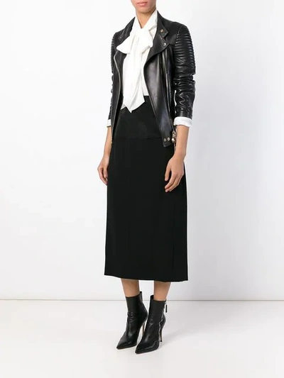 Pre-owned Saint Laurent Panel Pencil Skirt In Black