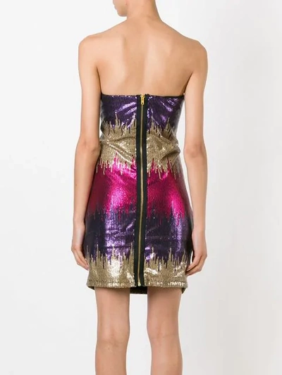 Pre-owned Versace Strapless Sequined Mini Dress In Pink