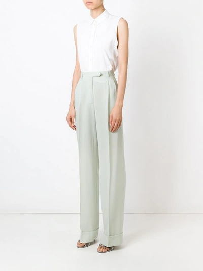 Shop John Galliano Vintage Wide Leg Trousers - Green