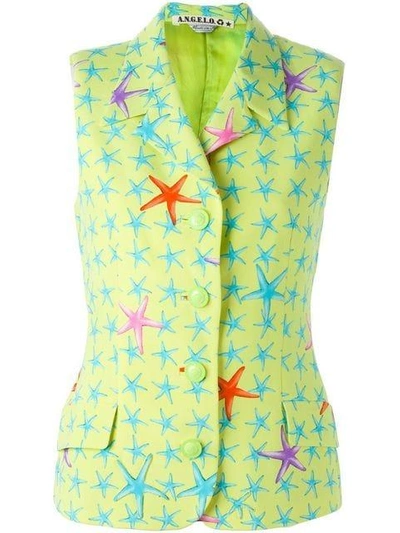 Pre-owned Versace Starfish Print Waistcoat In Green