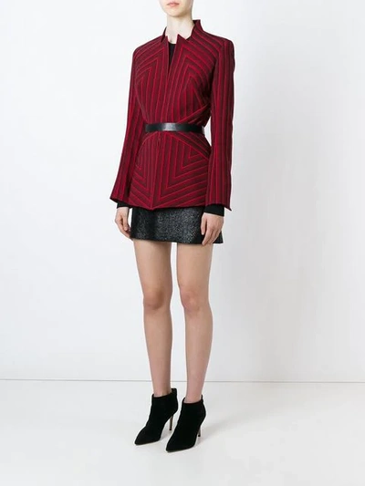 Shop Mugler Striped Jacket In Red