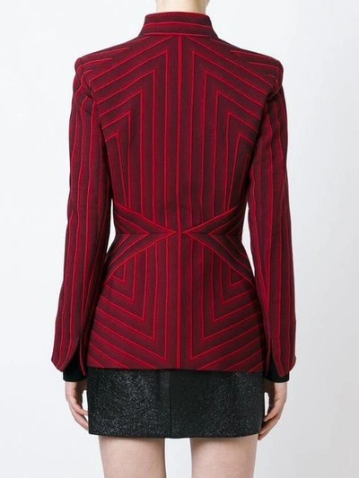 Shop Mugler Striped Jacket In Red