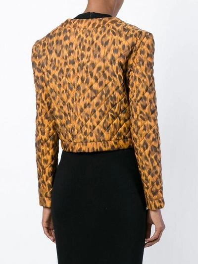 Shop Moschino Vintage Cropped Leopard Print Jacket - Brown