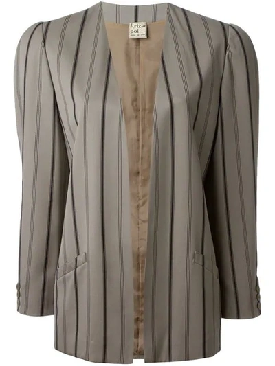 Shop Krizia Vintage Pinstriped Blazer - Grey