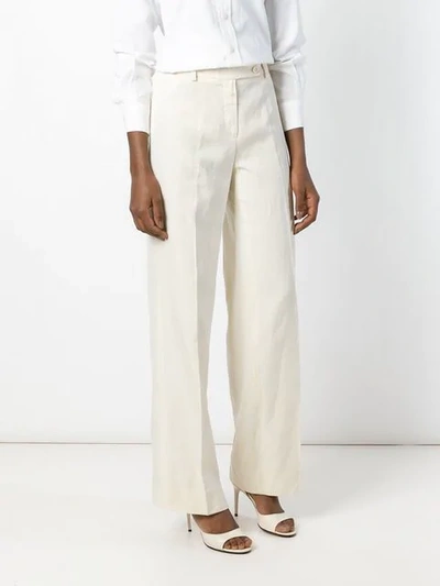 Pre-owned Prada Wide Leg Trousers In White