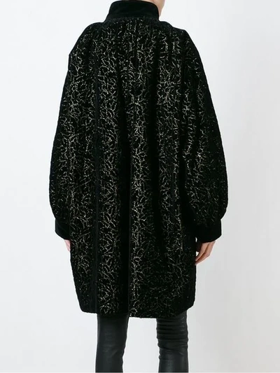 Pre-owned Saint Laurent Floral Embroidered Coat In Black