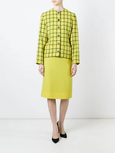 Shop Jean Louis Scherrer Vintage Woven Check Suit - Yellow
