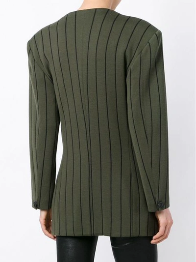 Pre-owned Versace Striped Single Button Jacket In Green