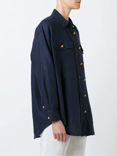 Pre-owned Jil Sander Vintage 古着超大款衬衫 - 蓝色 In Dark Blue