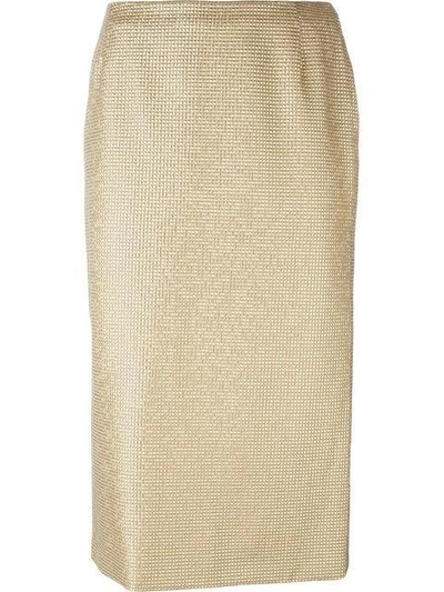 Shop Versace Vintage Embellished Pencil Skirt - Metallic