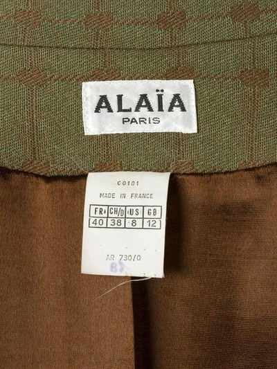 Shop Alaïa Vintage Checked Skirt Suit - Green