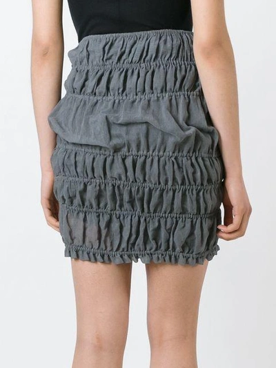 Pre-owned Romeo Gigli Vintage Ruched Mini Skirt In Grey