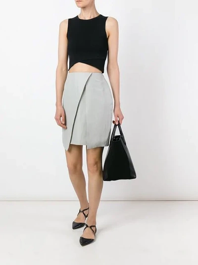 Pre-owned Romeo Gigli Vintage Pleat Detail Skirt In Grey