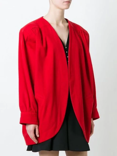 Pre-owned Saint Laurent Collarless Jacket In Red