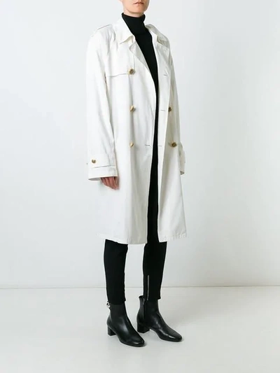 Shop Versace Vintage Midi Trench Coat - White