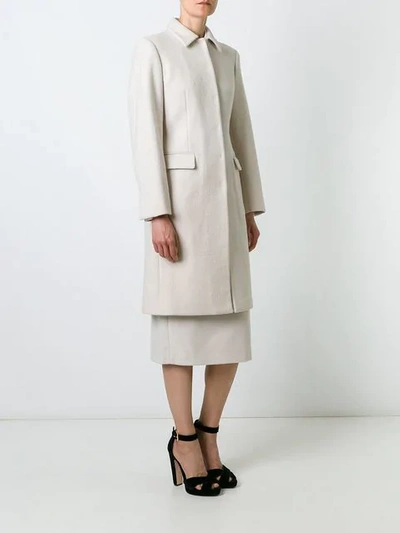Shop Prada Single Breasted Coat & Skirt Suit  In White