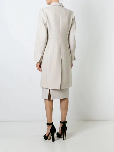 Shop Prada Single Breasted Coat & Skirt Suit  In White