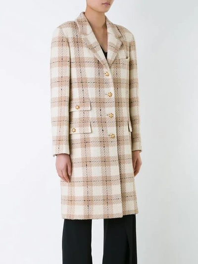 Pre-owned Chanel Vintage Checked Coat - Brown