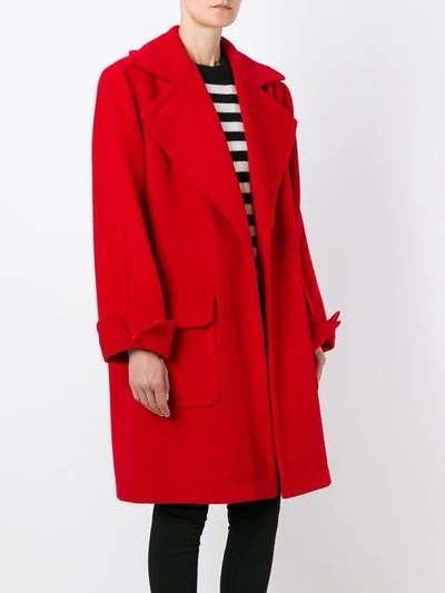 Shop Saint Laurent Yves  Vintage Open Front Coat - Red