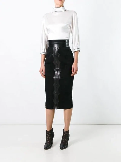 Pre-owned Alaïa Appliqué Detail Midi Skirt In Black