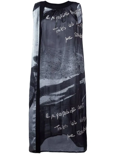 Pre-owned Yohji Yamamoto Vintage Printed Sleeveless Dress In Black