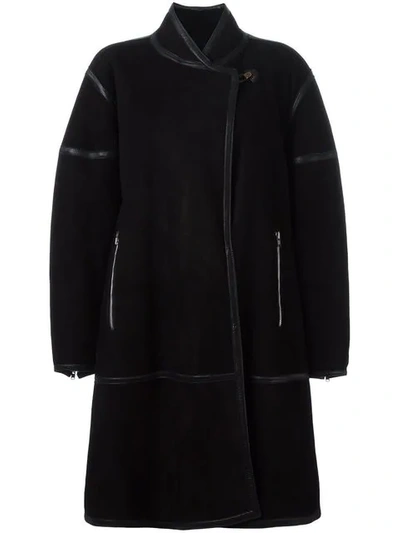 Shop Alaïa Shawl Collar Coat In Black