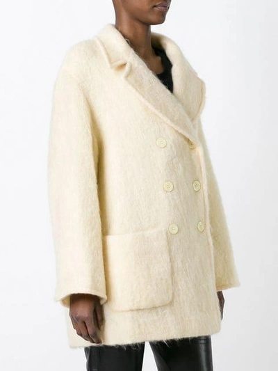Pre-owned Kenzo Double Breasted Coat In Neutrals